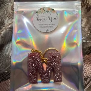 M Dark shimmery keychain